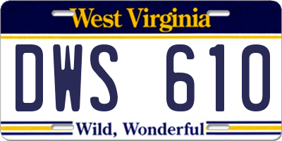 WV license plate DWS610