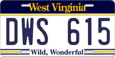 WV license plate DWS615