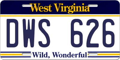 WV license plate DWS626