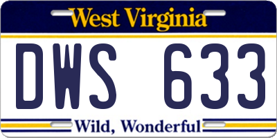 WV license plate DWS633