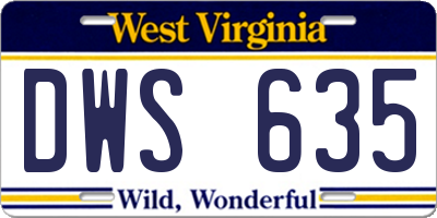 WV license plate DWS635