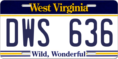 WV license plate DWS636