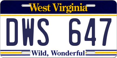 WV license plate DWS647