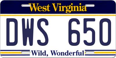 WV license plate DWS650
