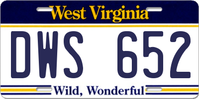 WV license plate DWS652