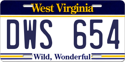 WV license plate DWS654