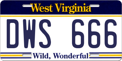 WV license plate DWS666