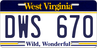 WV license plate DWS670