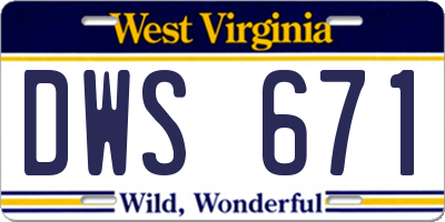 WV license plate DWS671