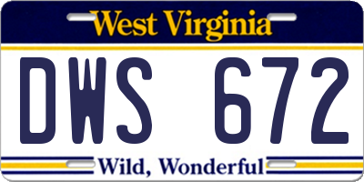 WV license plate DWS672