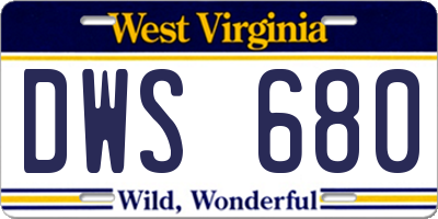 WV license plate DWS680