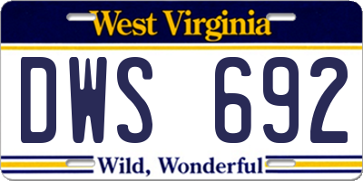 WV license plate DWS692