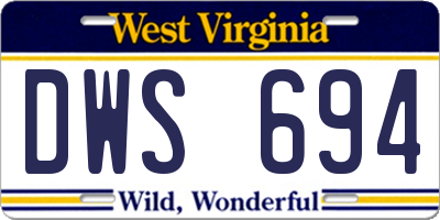 WV license plate DWS694