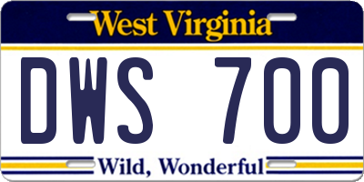 WV license plate DWS700