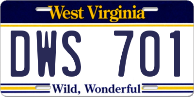 WV license plate DWS701