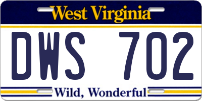 WV license plate DWS702