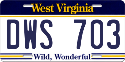 WV license plate DWS703