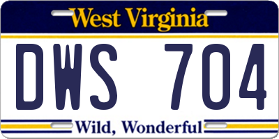 WV license plate DWS704