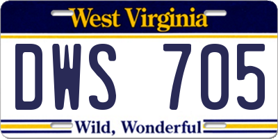 WV license plate DWS705