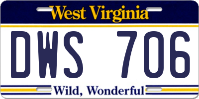 WV license plate DWS706