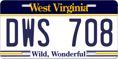 WV license plate DWS708