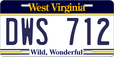 WV license plate DWS712