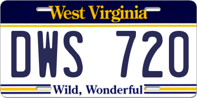 WV license plate DWS720
