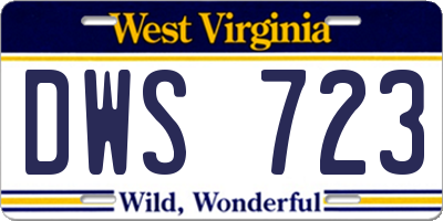 WV license plate DWS723