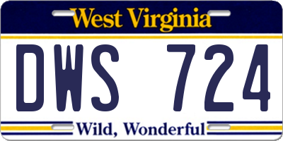 WV license plate DWS724