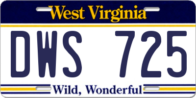 WV license plate DWS725