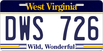 WV license plate DWS726