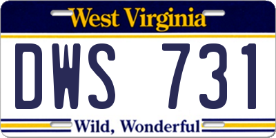 WV license plate DWS731