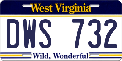 WV license plate DWS732