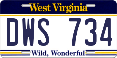 WV license plate DWS734