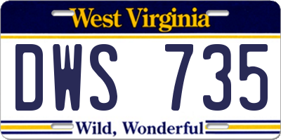 WV license plate DWS735