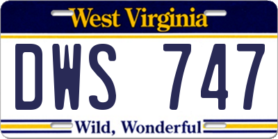 WV license plate DWS747