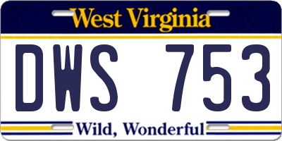 WV license plate DWS753