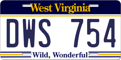 WV license plate DWS754