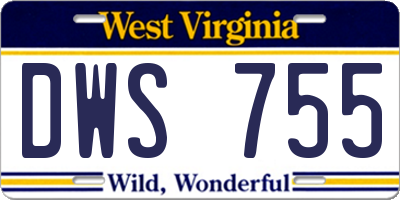 WV license plate DWS755