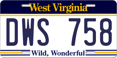 WV license plate DWS758