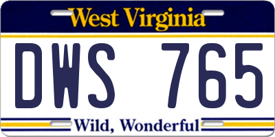 WV license plate DWS765