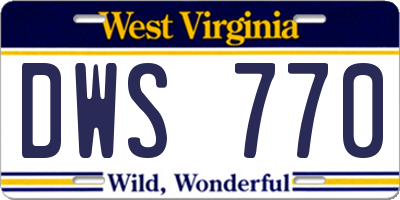 WV license plate DWS770