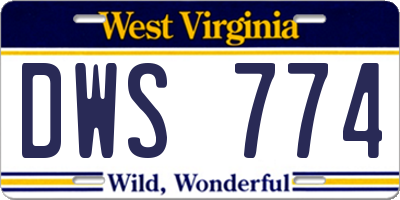 WV license plate DWS774
