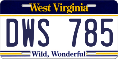 WV license plate DWS785