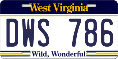 WV license plate DWS786