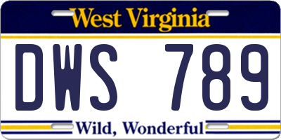 WV license plate DWS789