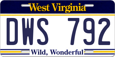 WV license plate DWS792