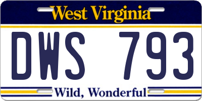 WV license plate DWS793