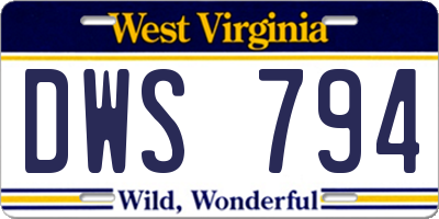 WV license plate DWS794