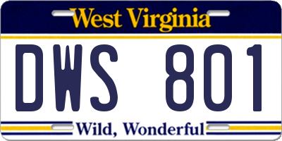 WV license plate DWS801